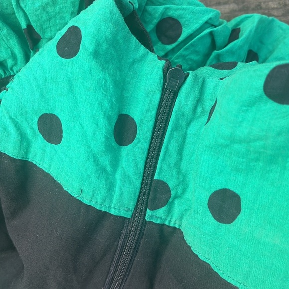 ZARA Green Black Polka Dot Spotted Puffball Tie Up Straps Strappy Top  XS - Picture 5 of 5